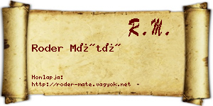 Roder Máté névjegykártya